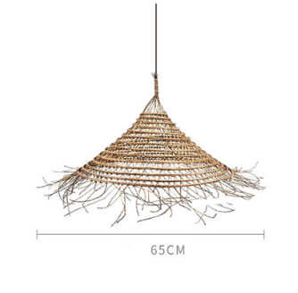 Lampadario da Esterni "Tulum Resort" - in Bambù intrecciato con finiture in Ferro Battuto.