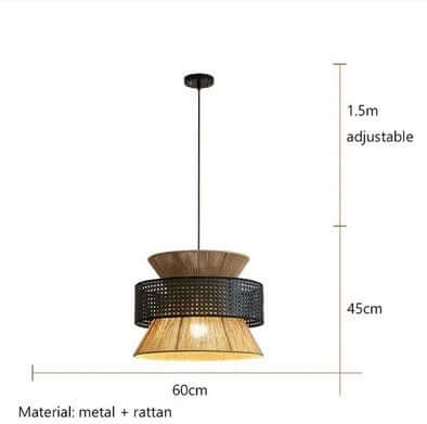 Lampadario "Wabi Sabi" - in Corda di Canapa e Rattan.