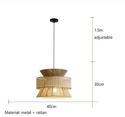 Lampadario "Wabi Sabi" - in Corda di Canapa e Rattan.
