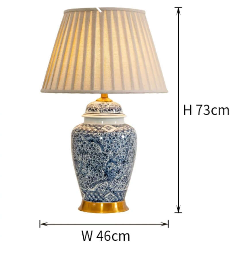 Blu Lampada da Tavolo "Cina Resort" - in Ceramica Tradizionale Cinese e rifiniture Classiche. Elevai camera o salotto ad un livello di Charm Superiore!