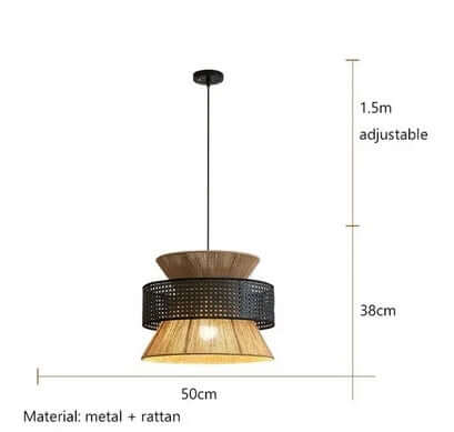 Lampadario "Wabi Sabi" - in Corda di Canapa e Rattan.