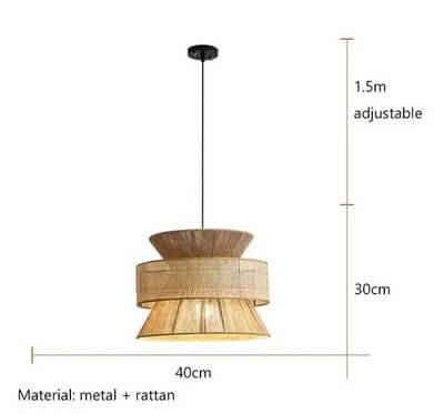 Lampadario "Wabi Sabi" - in Corda di Canapa e Rattan.