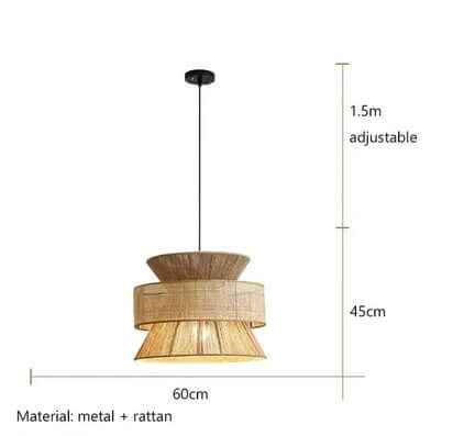 Lampadario "Wabi Sabi" - in Corda di Canapa e Rattan.