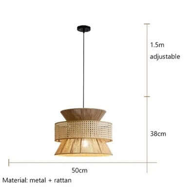 Lampadario "Wabi Sabi" - in Corda di Canapa e Rattan.