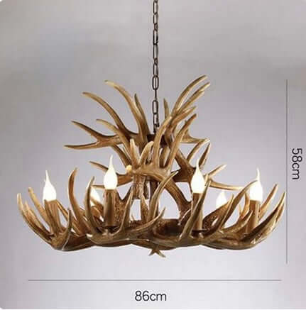 Lampadario in Stile Americano "USA Resort" - in Corno di Cervo laccato in Resina