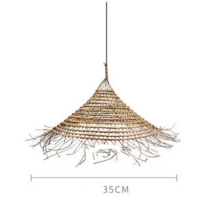 Lampadario da Esterni "Tulum Resort" - in Bambù intrecciato con finiture in Ferro Battuto.