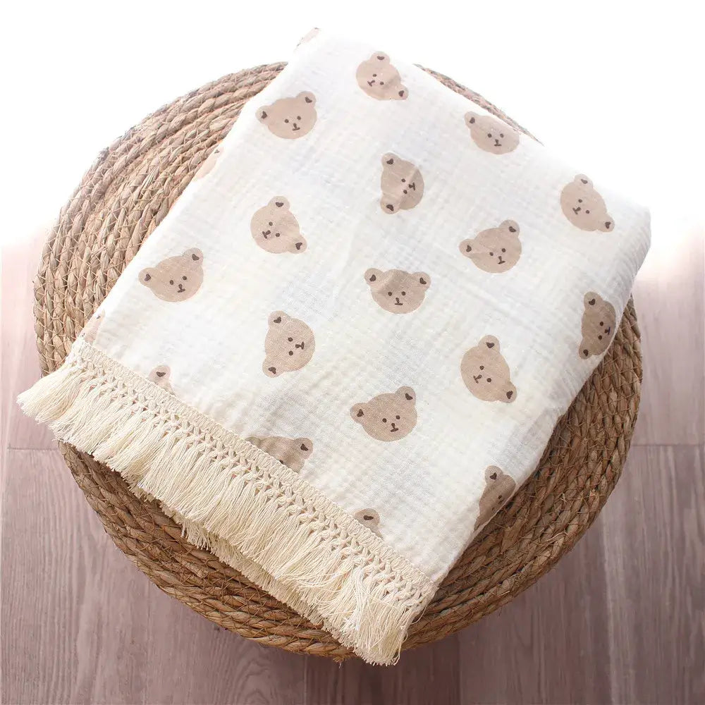 Coperta Estiva "Cotton Summer Teddy" - per neonati da 0-6 mesi in cotone di mossola naturale