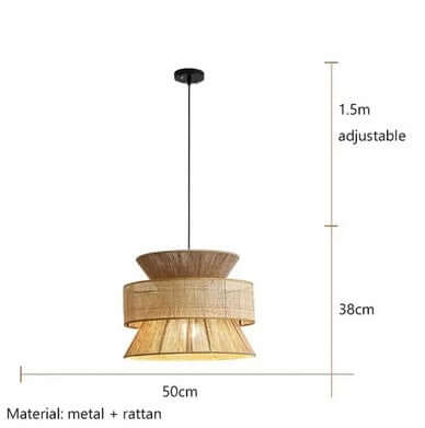 Lampadario "Wabi Sabi" - in Corda di Canapa e Rattan.