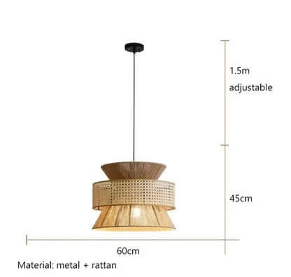 Lampadario "Wabi Sabi" - in Corda di Canapa e Rattan.
