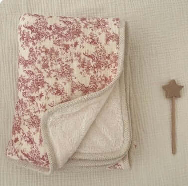 Coperta Invernale "Flora Provence" in fibra di cotone e morbida flanella - per culle