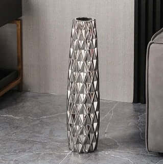 Vaso Geometrico "Futuristic Resort" - in ceramica bianca e cromata