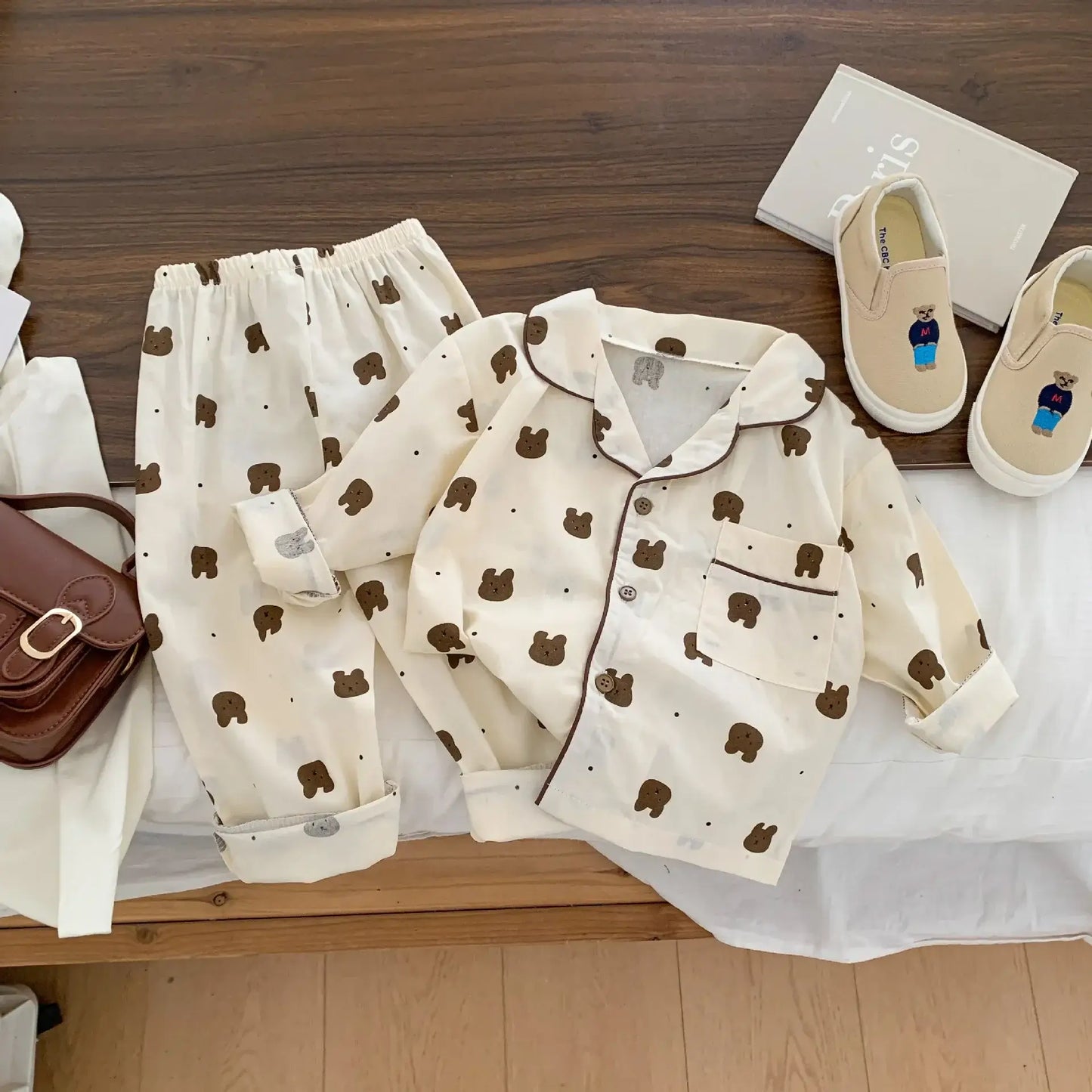 Pigiama "Teddy Quadretti" - in cotone 100% naturale- per bambini da 1-6 anni. Tutti pazzi per la Teddy Mania!