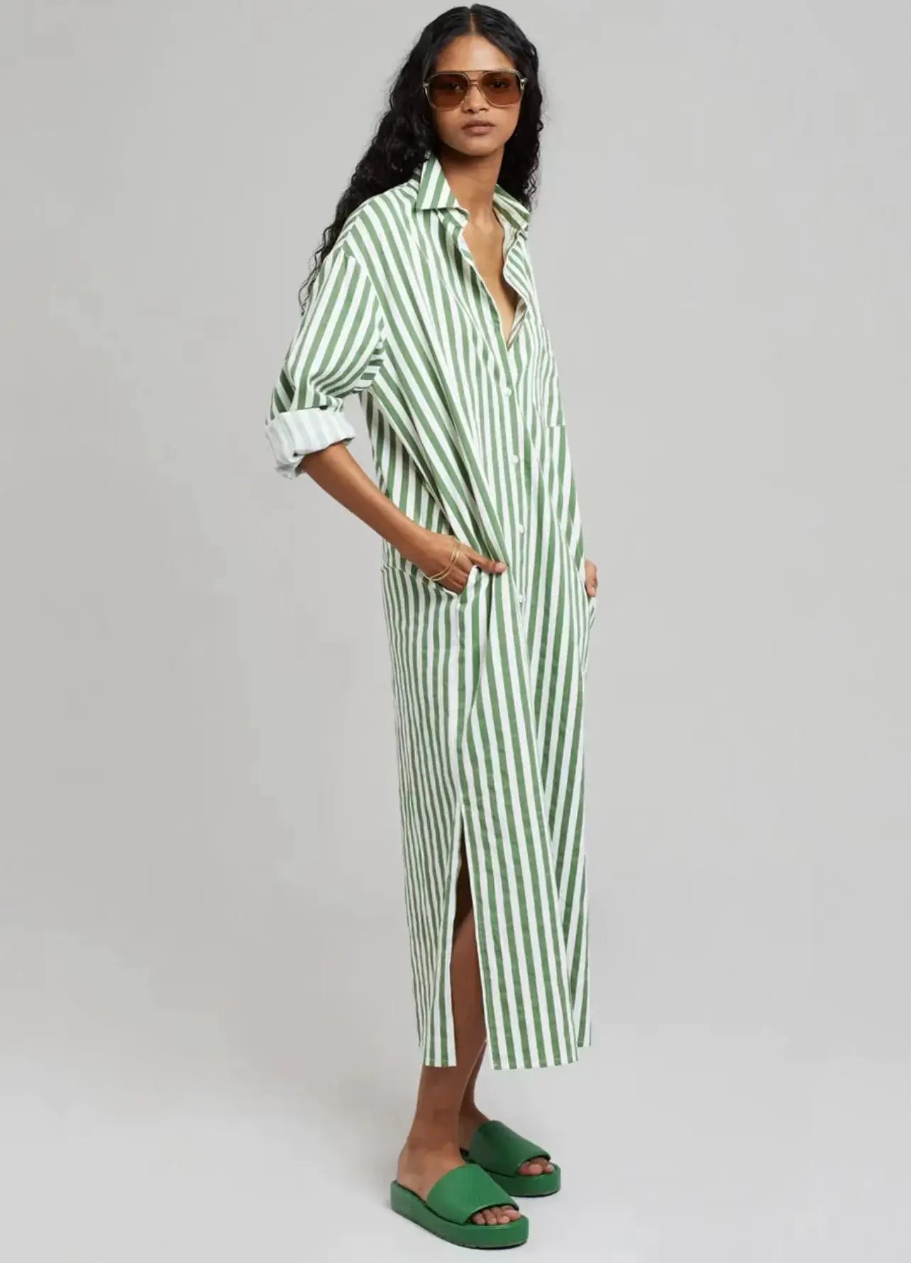 Abito Camicia "Caftano a Righe Costa Azzurra" - in Cotone Misto e design di alta qualità.