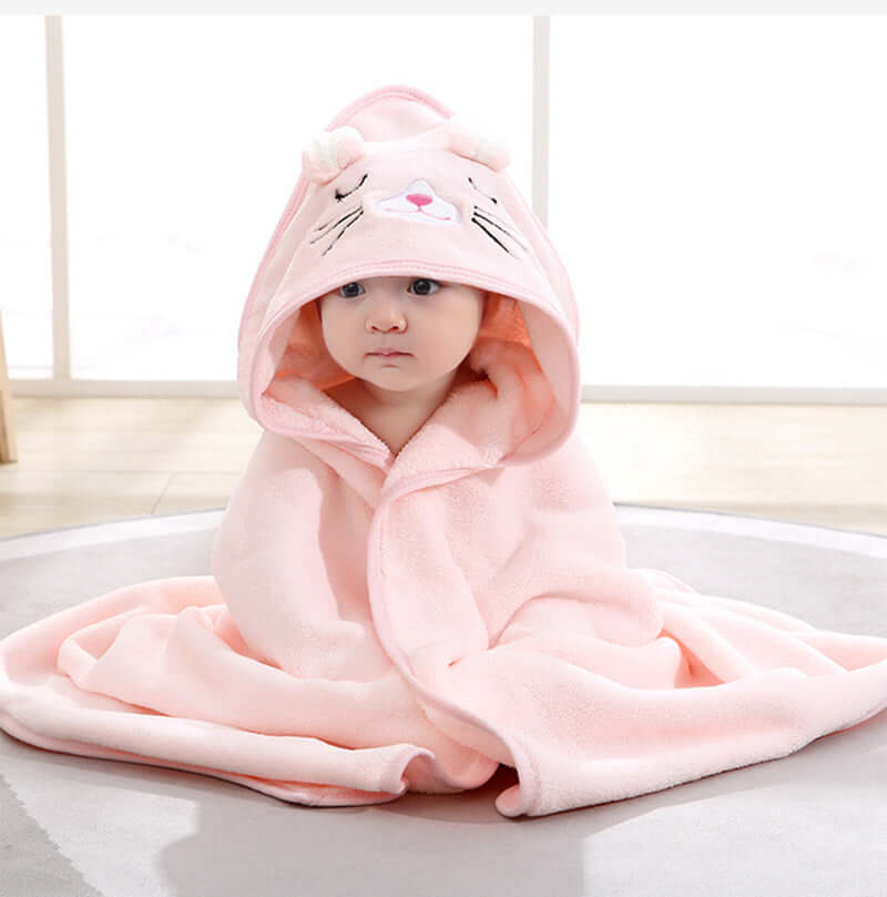 Accappatoio "Teddy" in Microfibra di Cotone (0-3 anni) - Il bagnetto non può essere più cute!