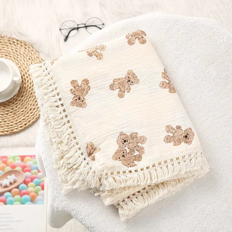 Coperta Estiva "Cotton Summer Teddy" - per neonati da 0-6 mesi in cotone di mossola naturale