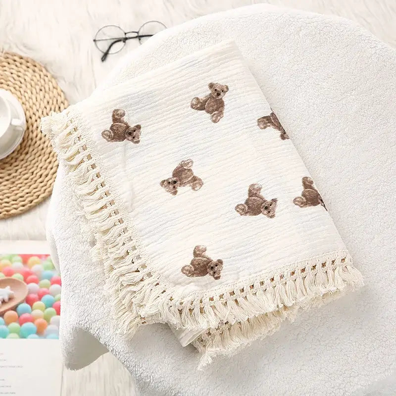 Coperta Estiva "Cotton Summer Teddy" - per neonati da 0-6 mesi in cotone di mossola naturale