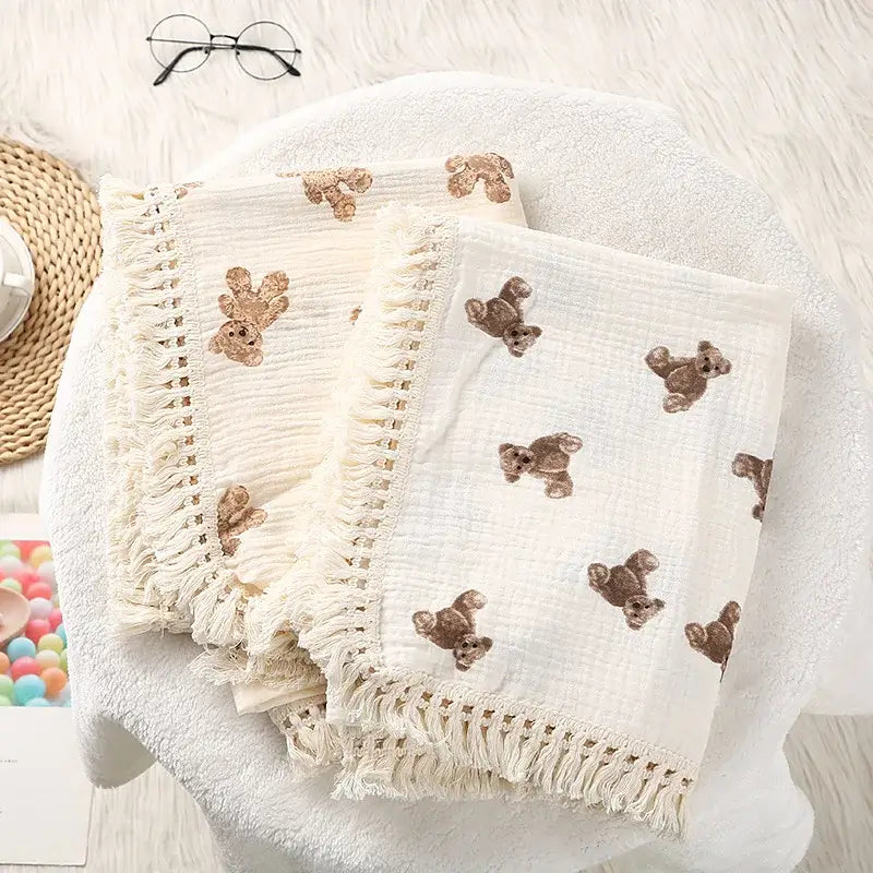 Coperta Estiva "Cotton Summer Teddy" - per neonati da 0-6 mesi in cotone di mossola naturale