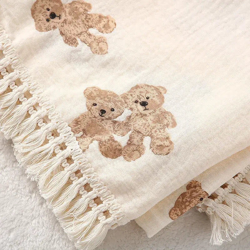 Coperta Estiva "Cotton Summer Teddy" - per neonati da 0-6 mesi in cotone di mossola naturale