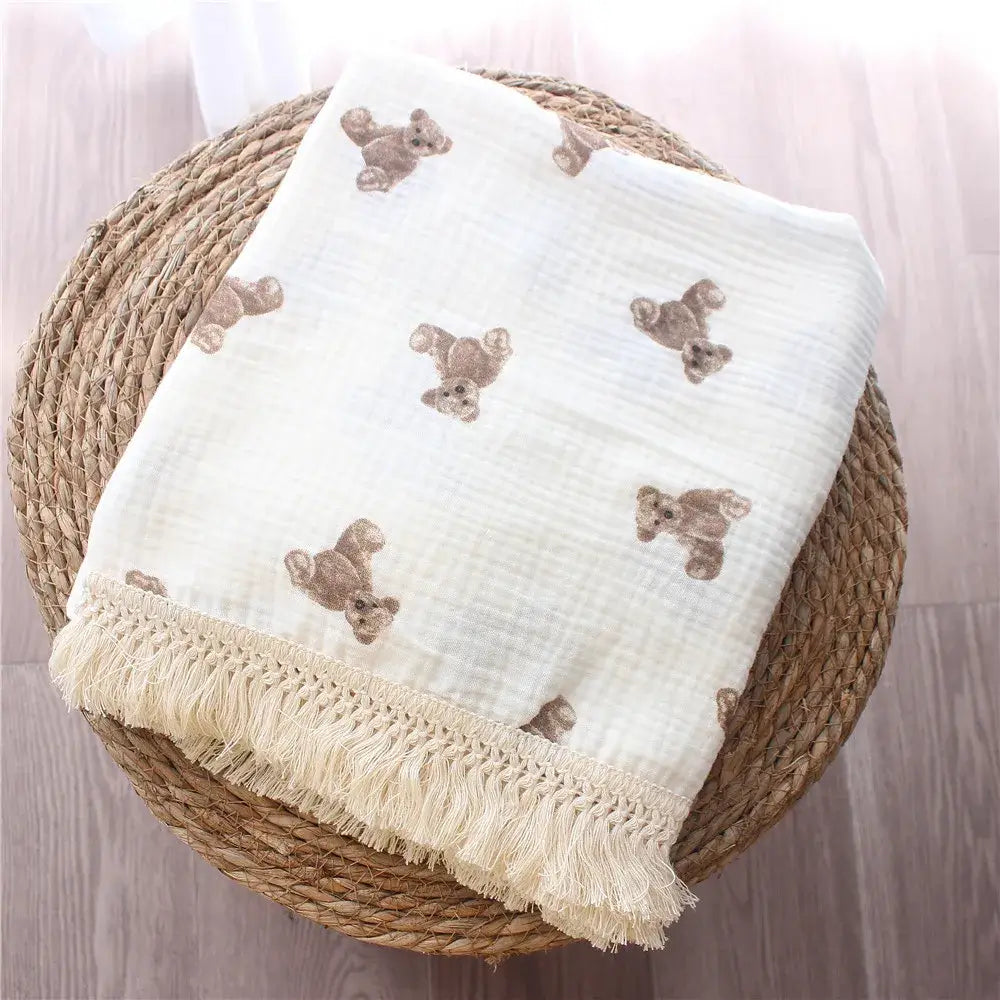 Coperta Estiva "Cotton Summer Teddy" - per neonati da 0-6 mesi in cotone di mossola naturale