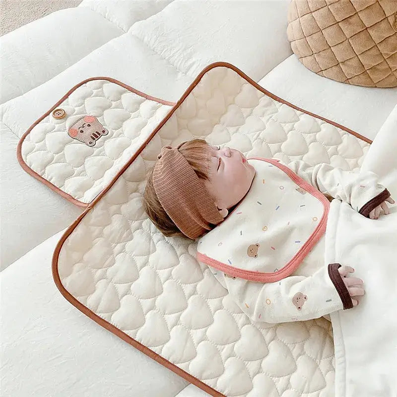 Fasciatoio Portatile da viaggio "Teddy Fasciatoio" - in cotone naturale, pratico e cute per i cambi fuori casa