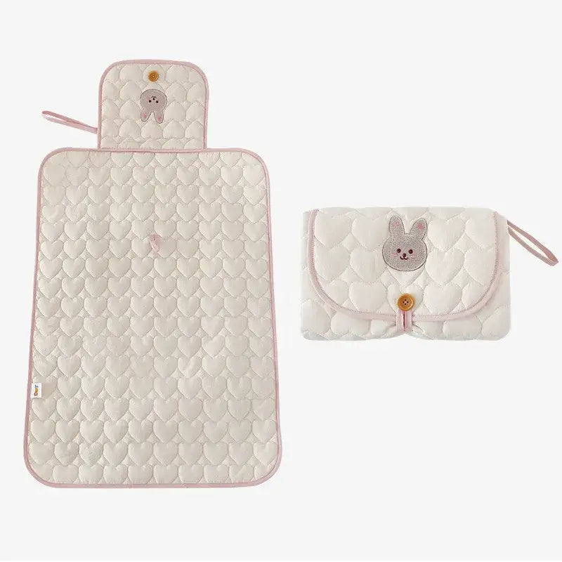 Fasciatoio Portatile da viaggio "Teddy Fasciatoio" - in cotone naturale, pratico e cute per i cambi fuori casa