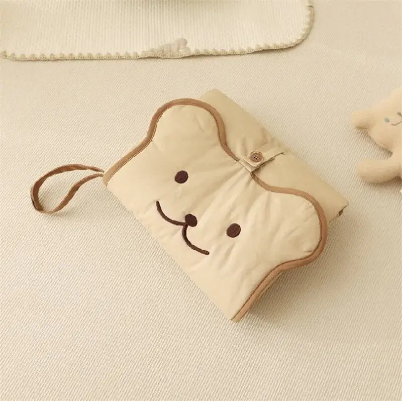 Fasciatoio Portatile da viaggio "Teddy Fasciatoio" - in cotone naturale, pratico e cute per i cambi fuori casa