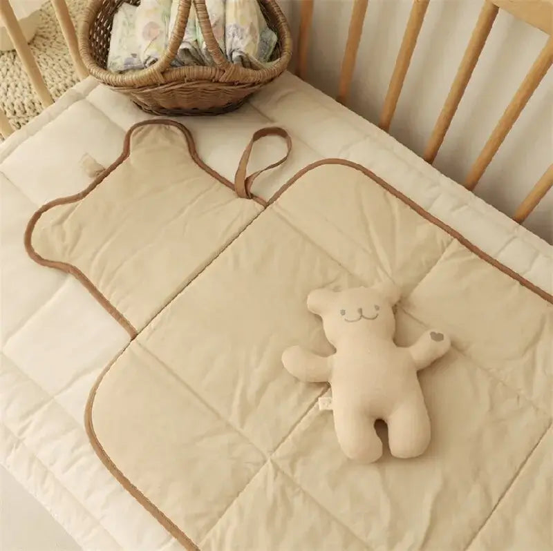 Fasciatoio Portatile da viaggio "Teddy Fasciatoio" - in cotone naturale, pratico e cute per i cambi fuori casa