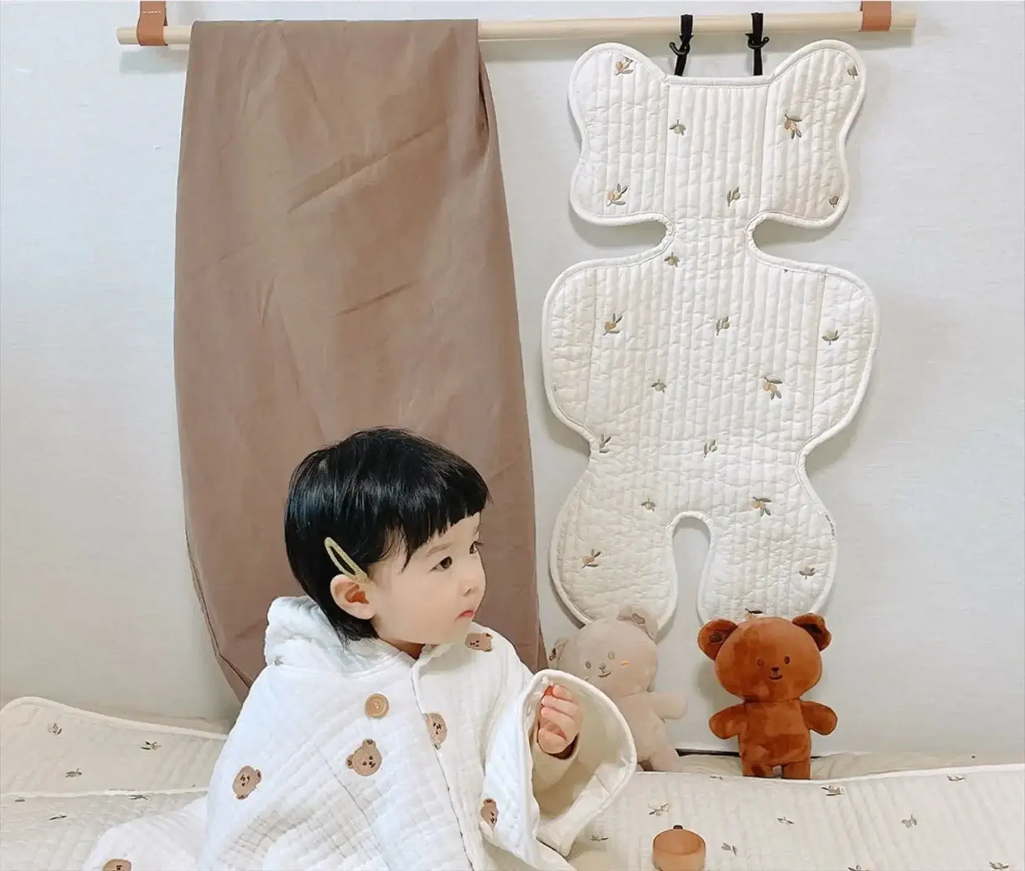 Fodera Traspirante "Teddi Ricami Summer" per passeggino - in cotone naturale traspirante perfetto per l'Estate
