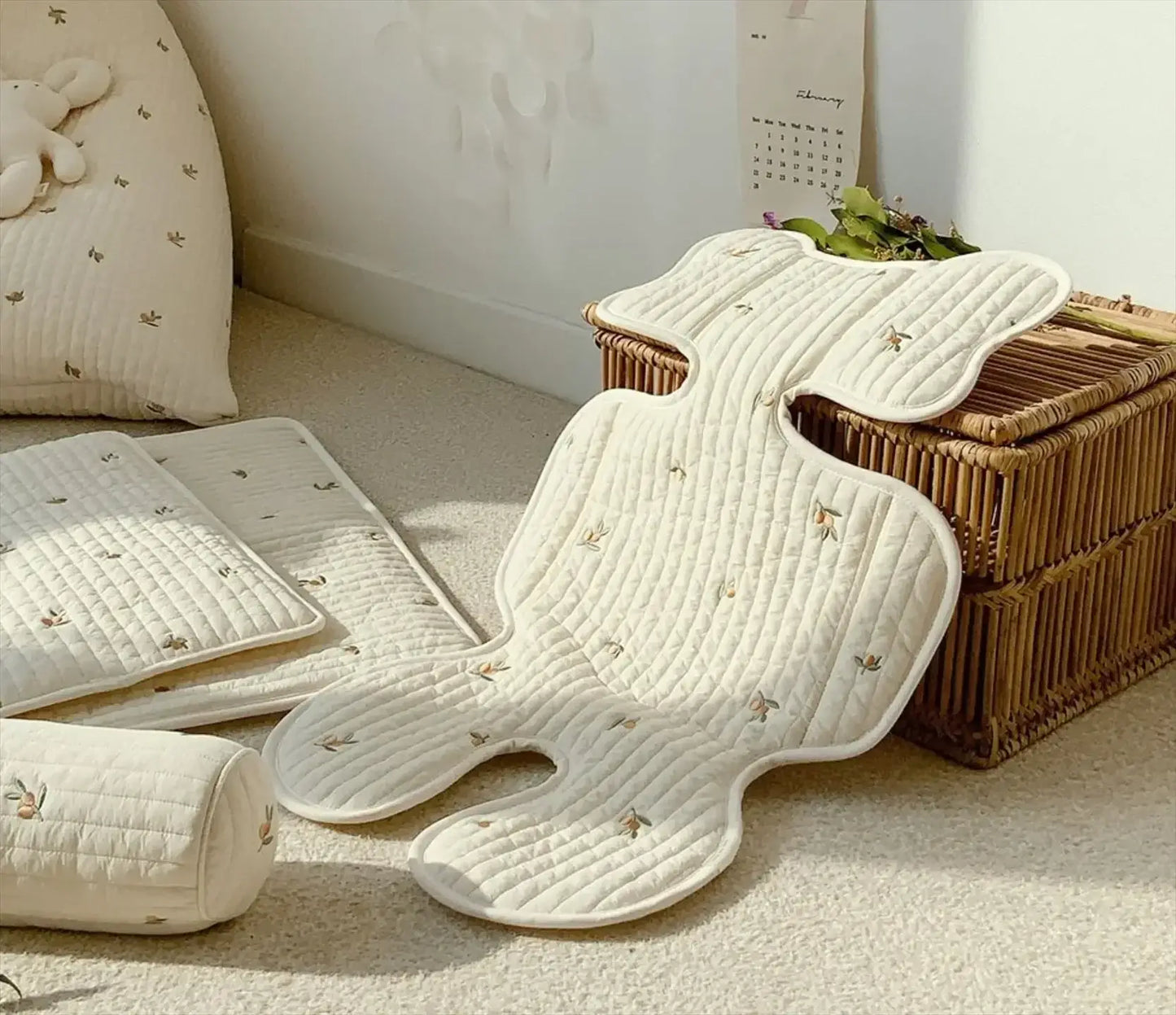 Fodera Traspirante "Teddi Ricami Summer" per passeggino - in cotone naturale traspirante perfetto per l'Estate