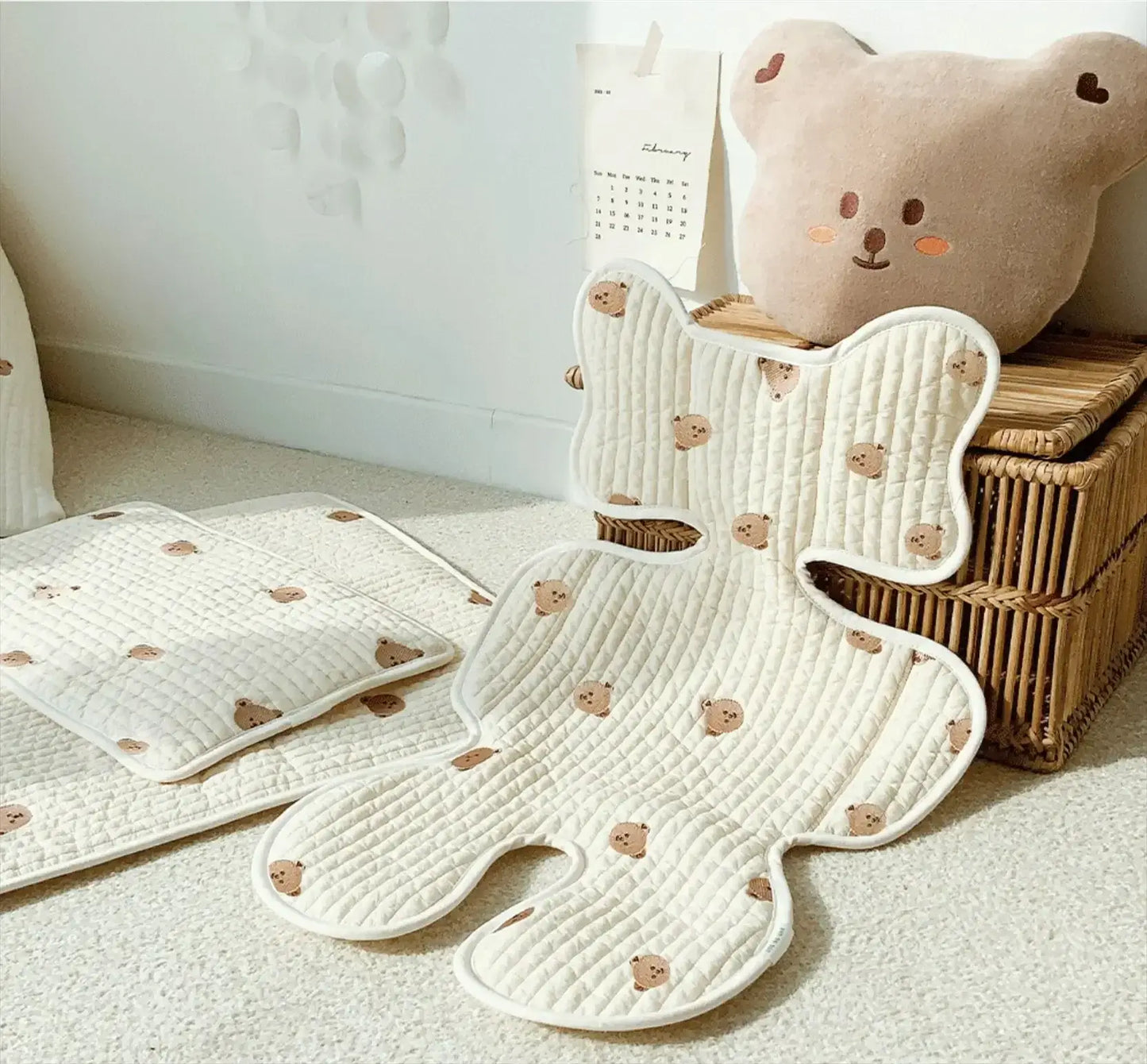 Fodera Traspirante "Teddi Ricami Summer" per passeggino - in cotone naturale traspirante perfetto per l'Estate