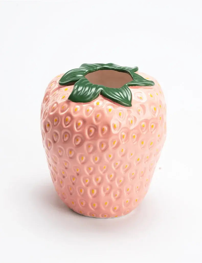 Vaso Realismo "Fragola Cartoon" - in ceramica Stile Iper-realista - Un pezzo unico che spiccherà nella tua stanza.
