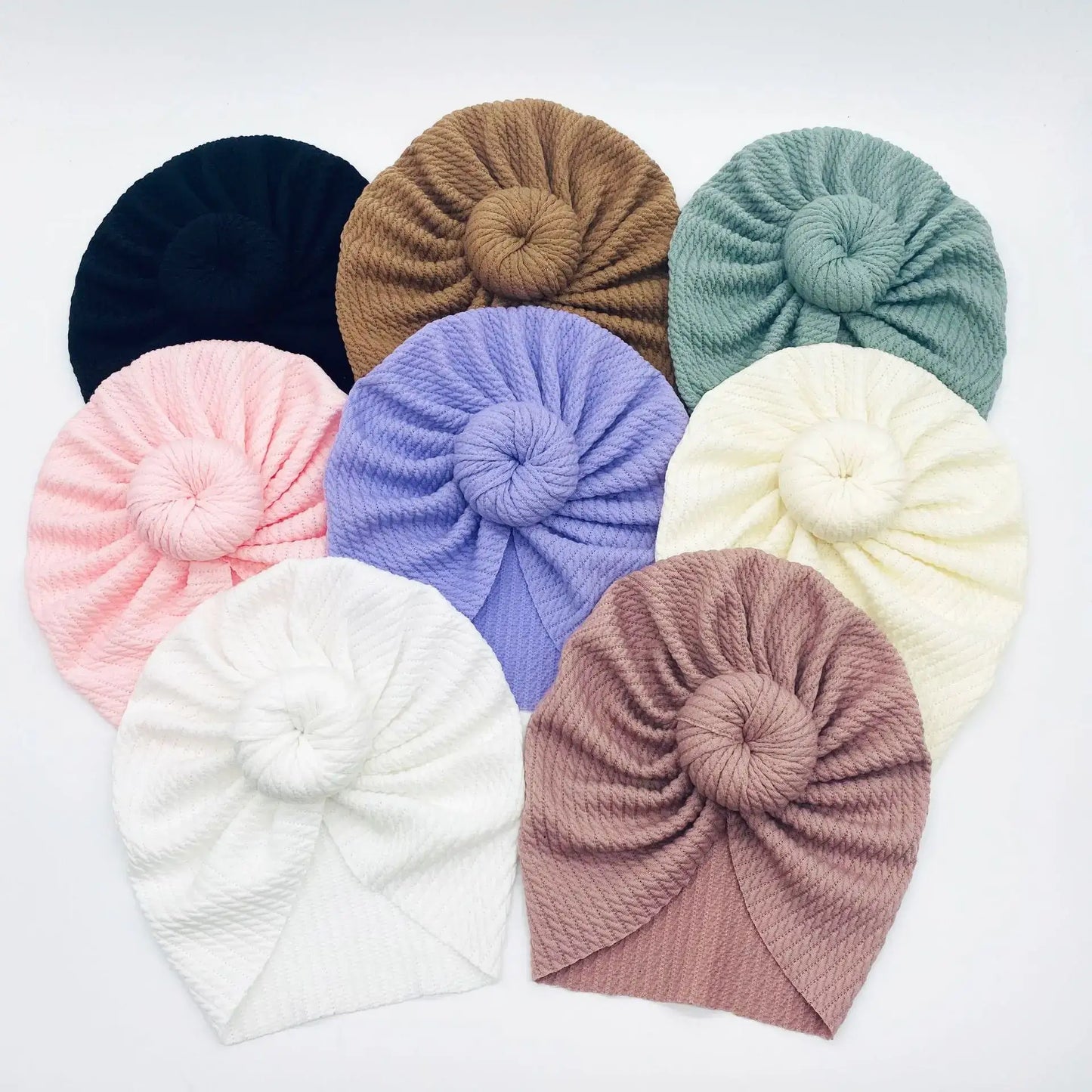 Turbante e Fascetta per neonato "Nodo Boho" - per neonato da 0-6 mesi in cotone elastico