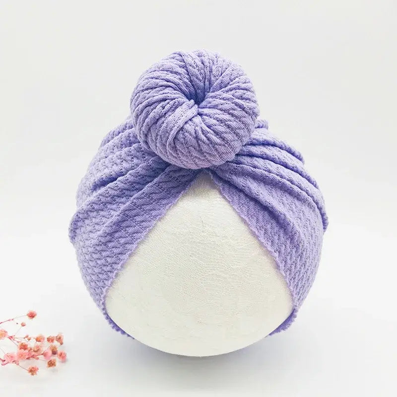 Turbante e Fascetta per neonato "Nodo Boho" - per neonato da 0-6 mesi in cotone elastico