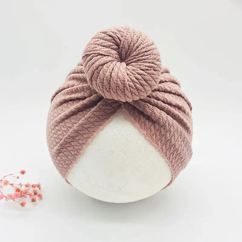 Turbante e Fascetta per neonato "Nodo Boho" - per neonato da 0-6 mesi in cotone elastico