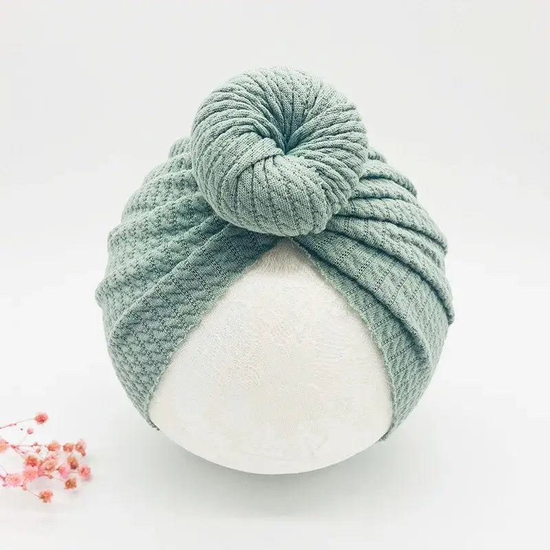 Turbante e Fascetta per neonato "Nodo Boho" - per neonato da 0-6 mesi in cotone elastico