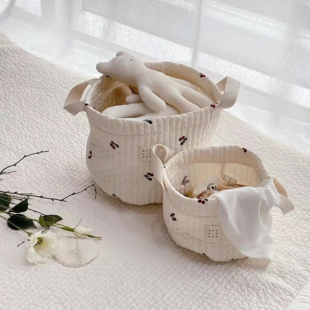 Cesta Borsa multifunzione "Teddy Ricami”- per pannolini per neonato, borsa maternità e cesta contenitore