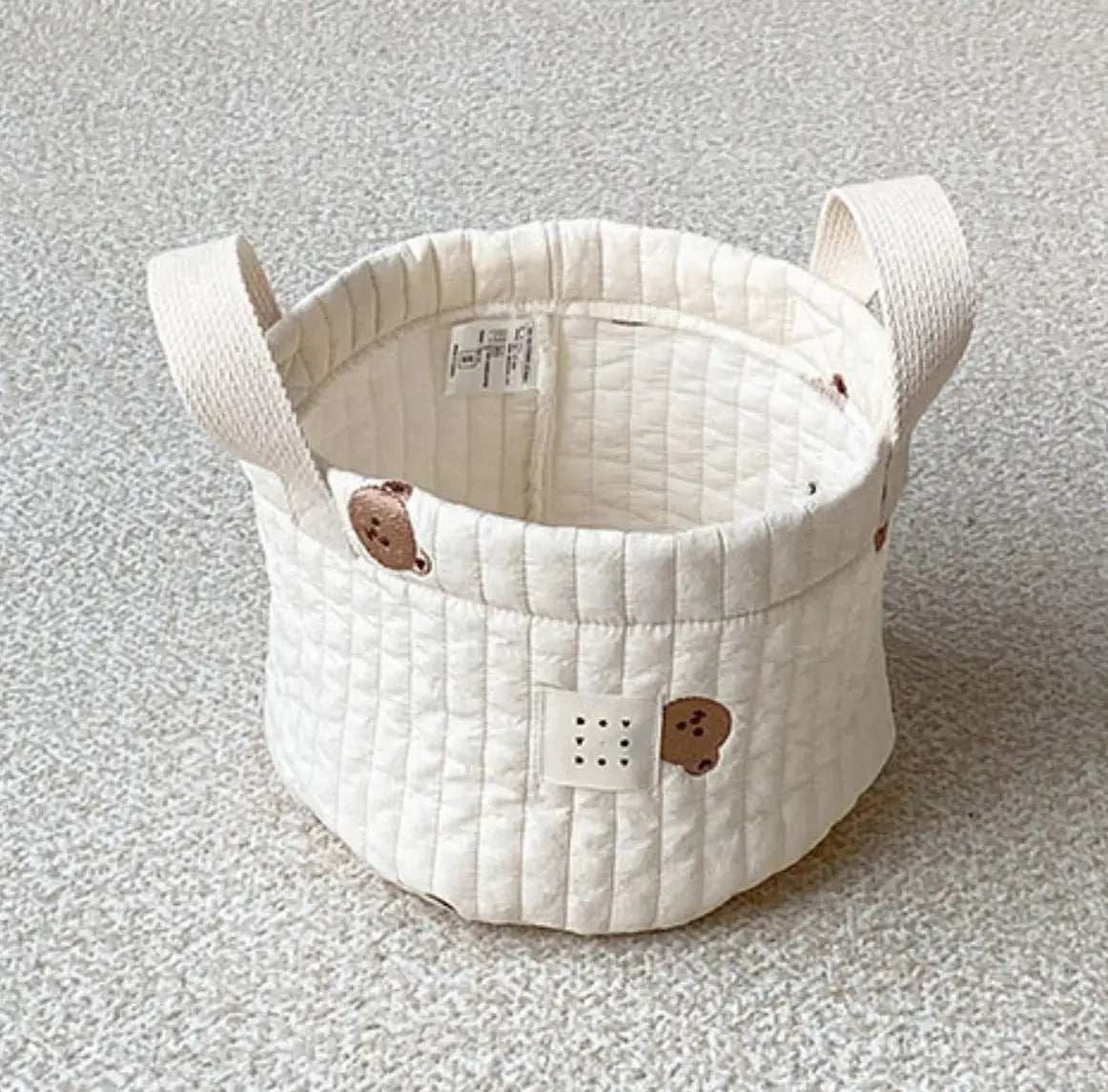 Cesta Borsa multifunzione "Teddy Ricami”- per pannolini per neonato, borsa maternità e cesta contenitore