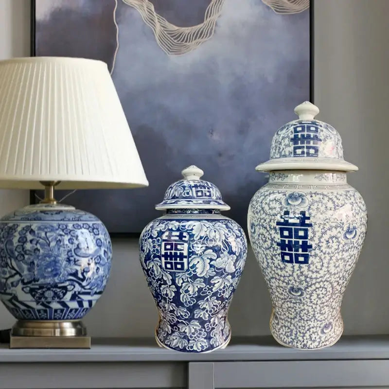 Blu Vaso Ampolla "Cina Resort" - Vaso di Porcellana Tradizionale Blu Cinese - l'Oriente arriva direttamente a casa sua al massimo della sua eleganza senza tempo.