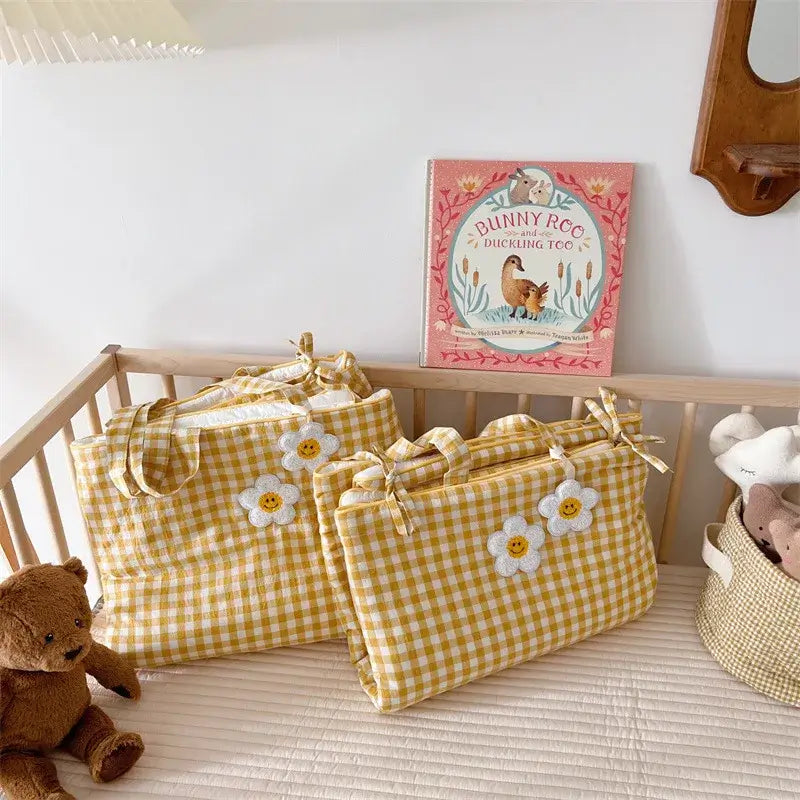 Materasso-Borsa Portatile "Cute Teddy Furry" per Culla e Lettino - in cotone naturale