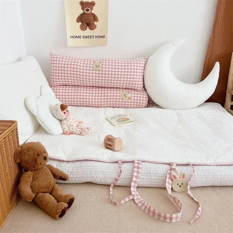 Materasso-Borsa Portatile "Cute Teddy Furry" per Culla e Lettino - in cotone naturale