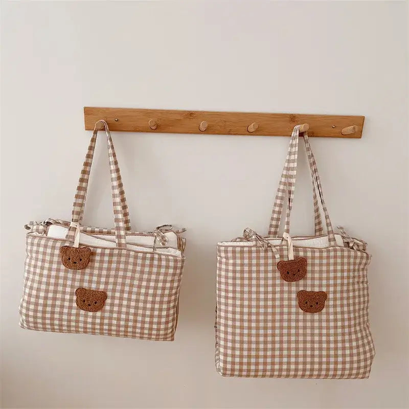 Materasso-Borsa Portatile "Cute Teddy Furry" per Culla e Lettino - in cotone naturale