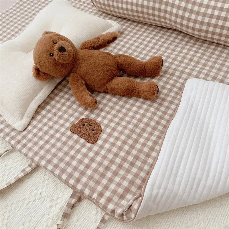 Materasso-Borsa Portatile "Cute Teddy Furry" per Culla e Lettino - in cotone naturale