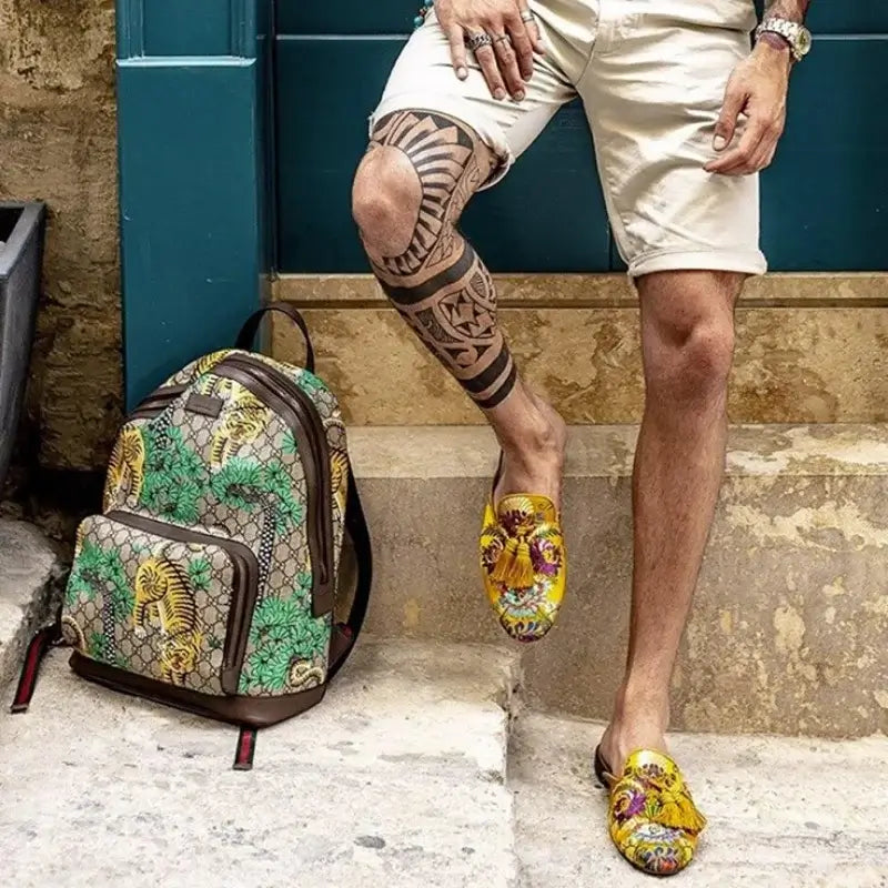 Pantofole in Broccato "Exotic Resort" - Unisex in Broccato Stampato e colori Vivaci.