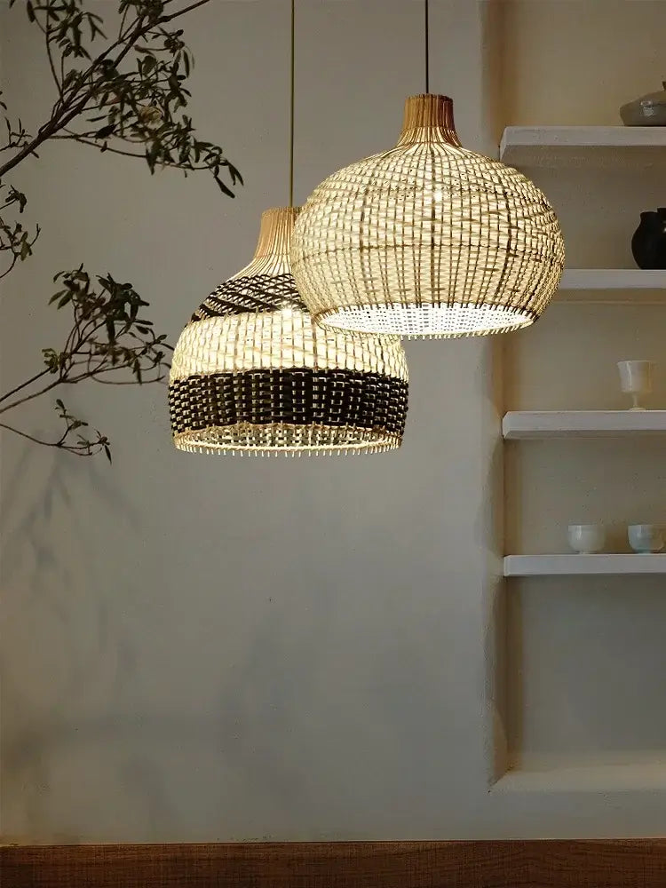Lampadario "Tulum Resort" - in rattan intrecciato