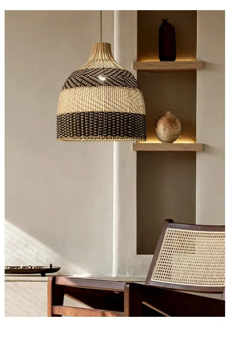 Lampadario "Tulum Resort" - in rattan intrecciato