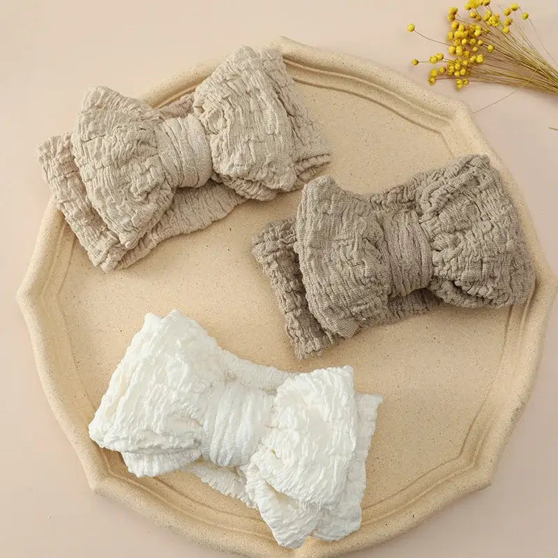 Fascetta per capelli "Baby Bow" - in cotone elastico per neonato da 0-6 mesi