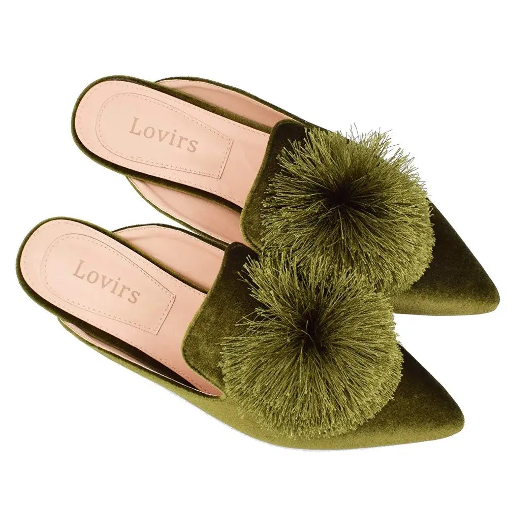 Pantofola "Ricami Marrakesh" - in Velluto e Cuoio con fini Ricami in diversi colori.