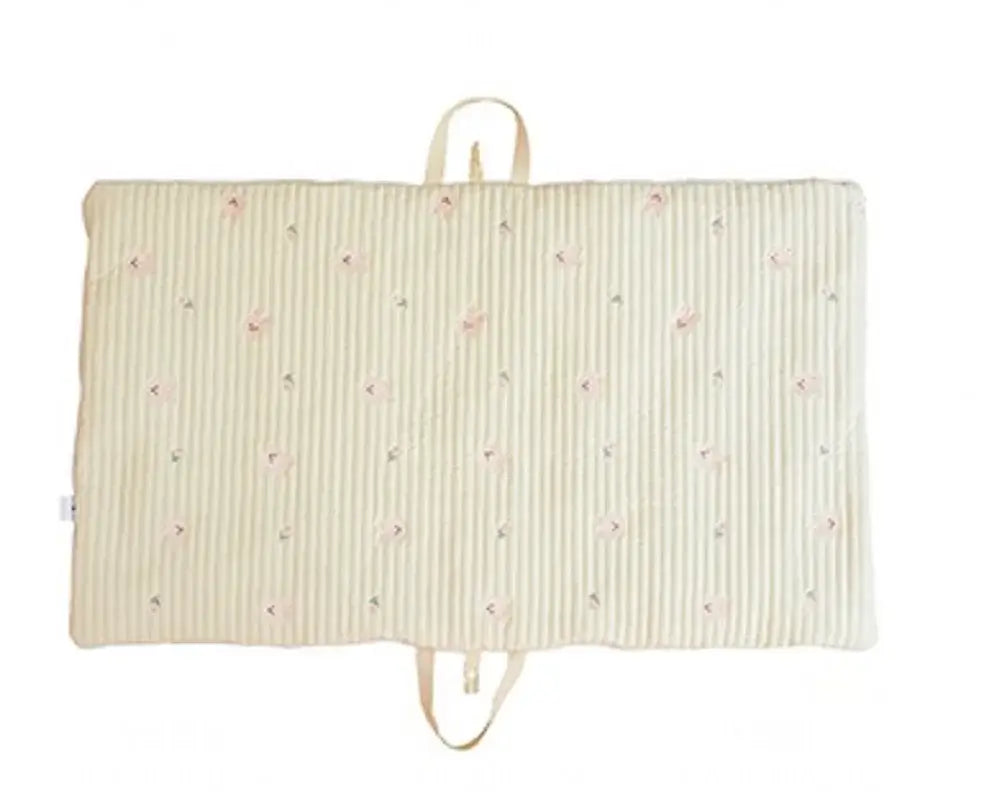 Materasso Portatile "Teddy Ricami" per culla - in cotone naturale 65x115 cm