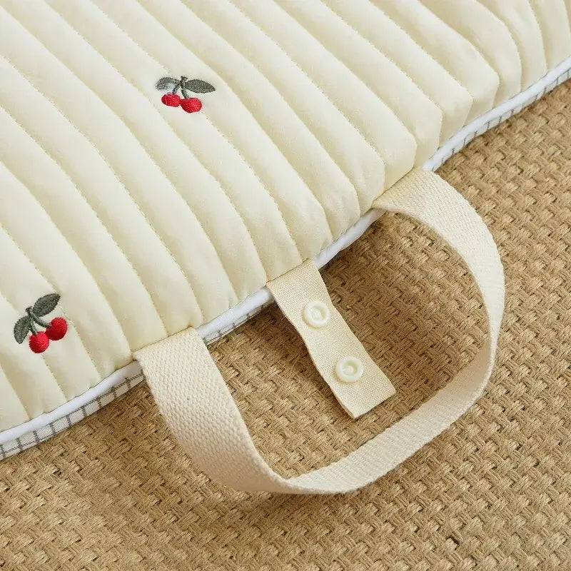 Materasso Portatile "Teddy Ricami" per culla - in cotone naturale 65x115 cm