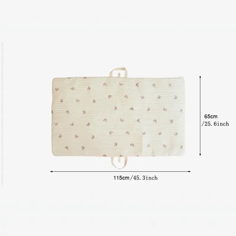 Materasso Portatile "Teddy Ricami" per culla - in cotone naturale 65x115 cm